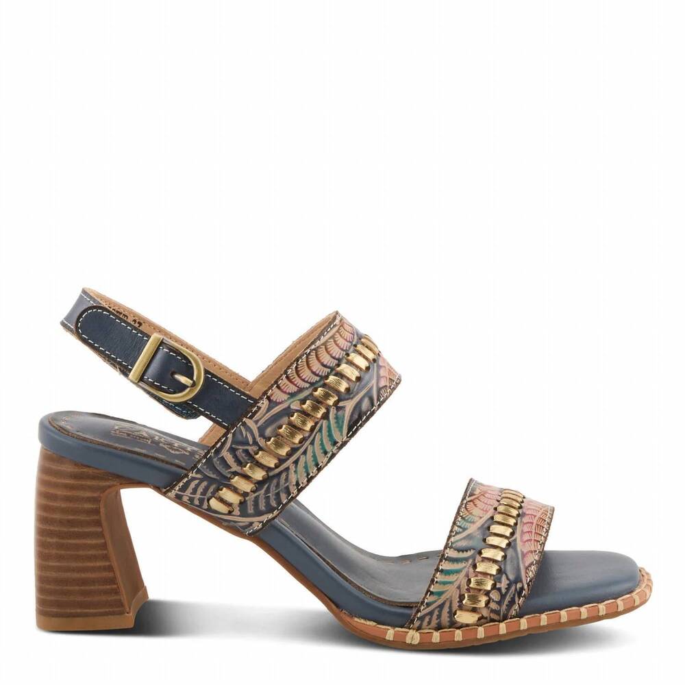 NEW L'ARTISTE women's starstud sandal in blue multi